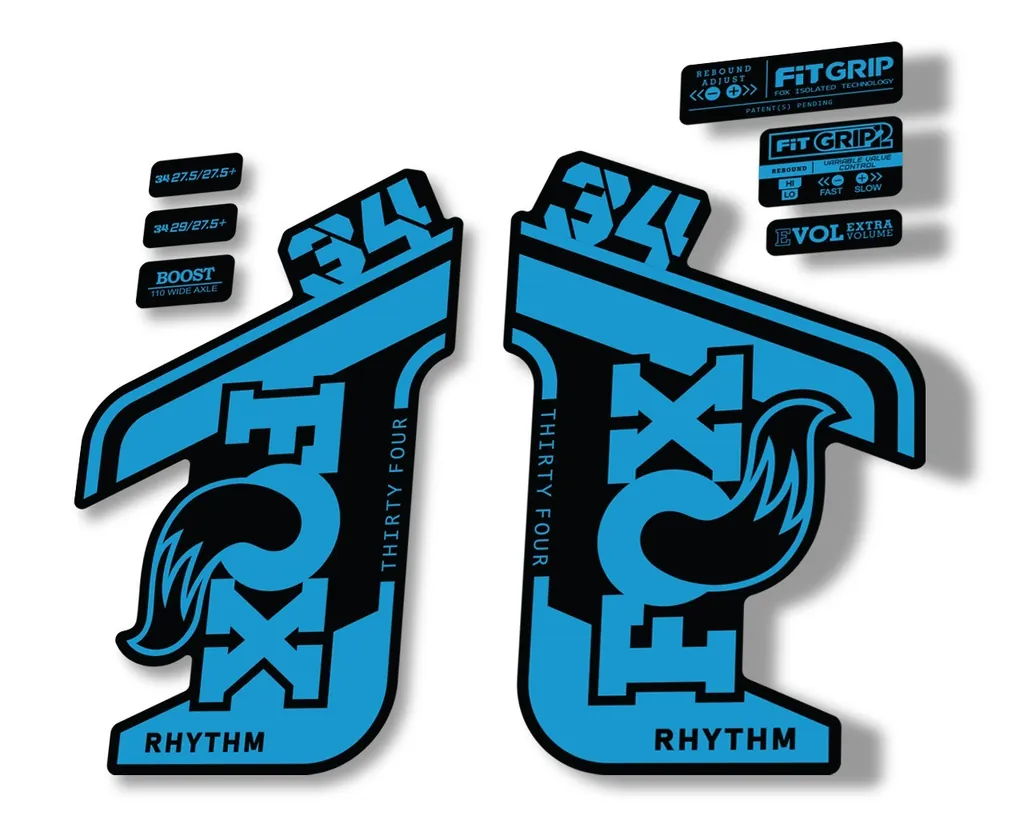 FOX 34 RHYTHM 2021 Fork Suspension Factory Sticker MTB Decal Adhesive Blue - 1