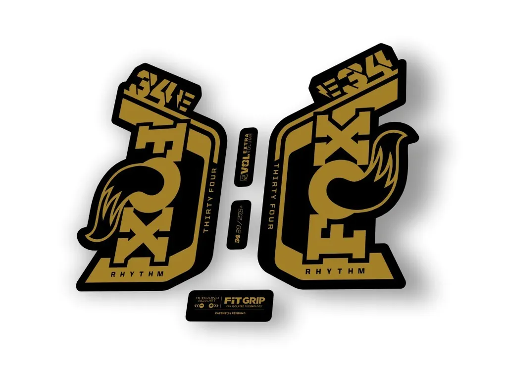 Fox 34 Rhythm E Bike 2024 Fork Suspension Factory Decal Sticker Adhesive Gold - 1