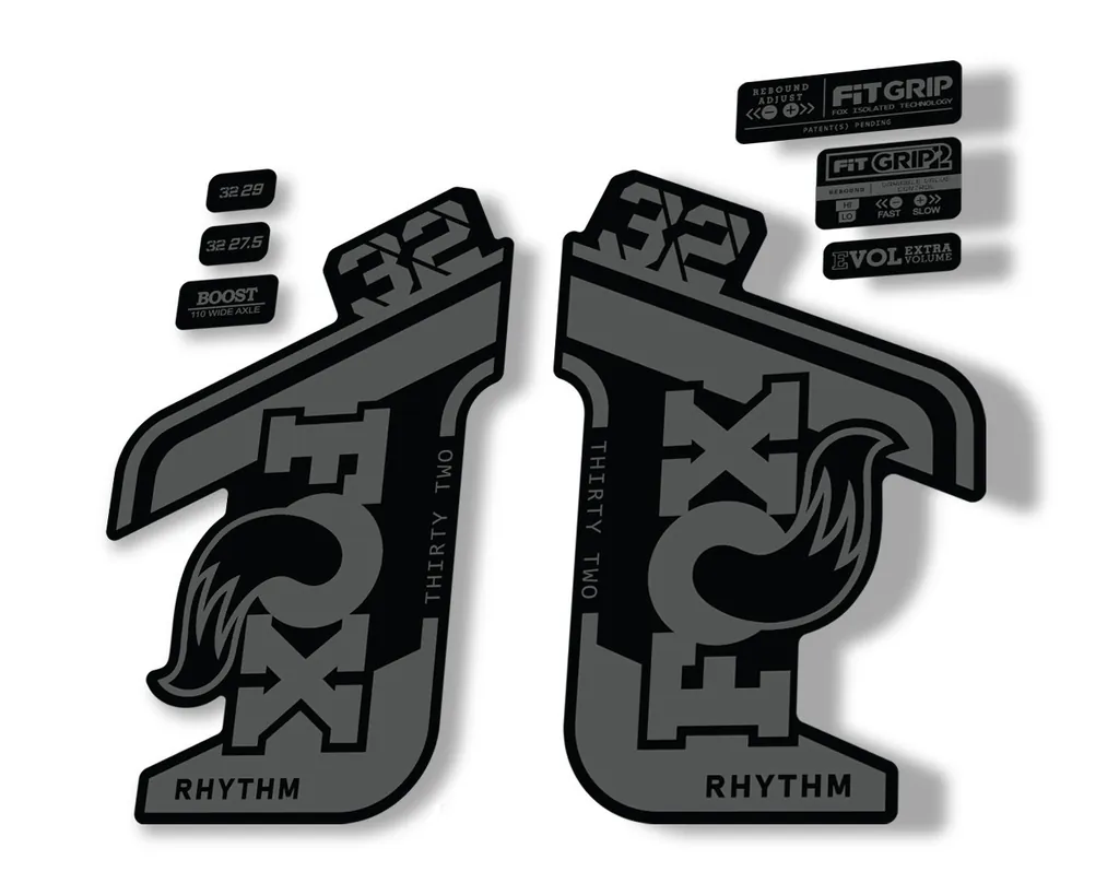 FOX 32 Rhythm 2021 Factory Fork Decals Suspension Sticker Gray - 1