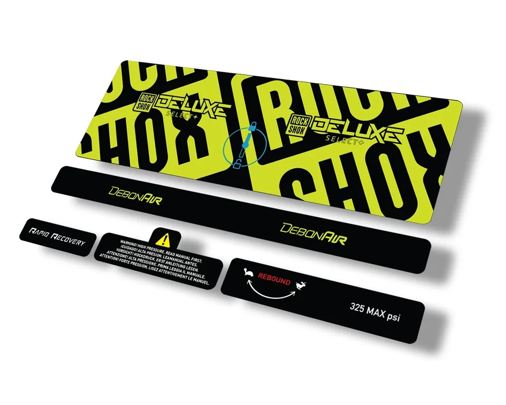 Rock Shox 2021 Deluxe Select Plus Rear Shock Decal Sticker Set Lime Green - 1