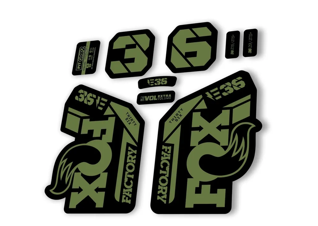 FOX 36 E-Bike Fork Decal Sticker Set 2021 Factory MTB Suspension Graphics Olive - 1