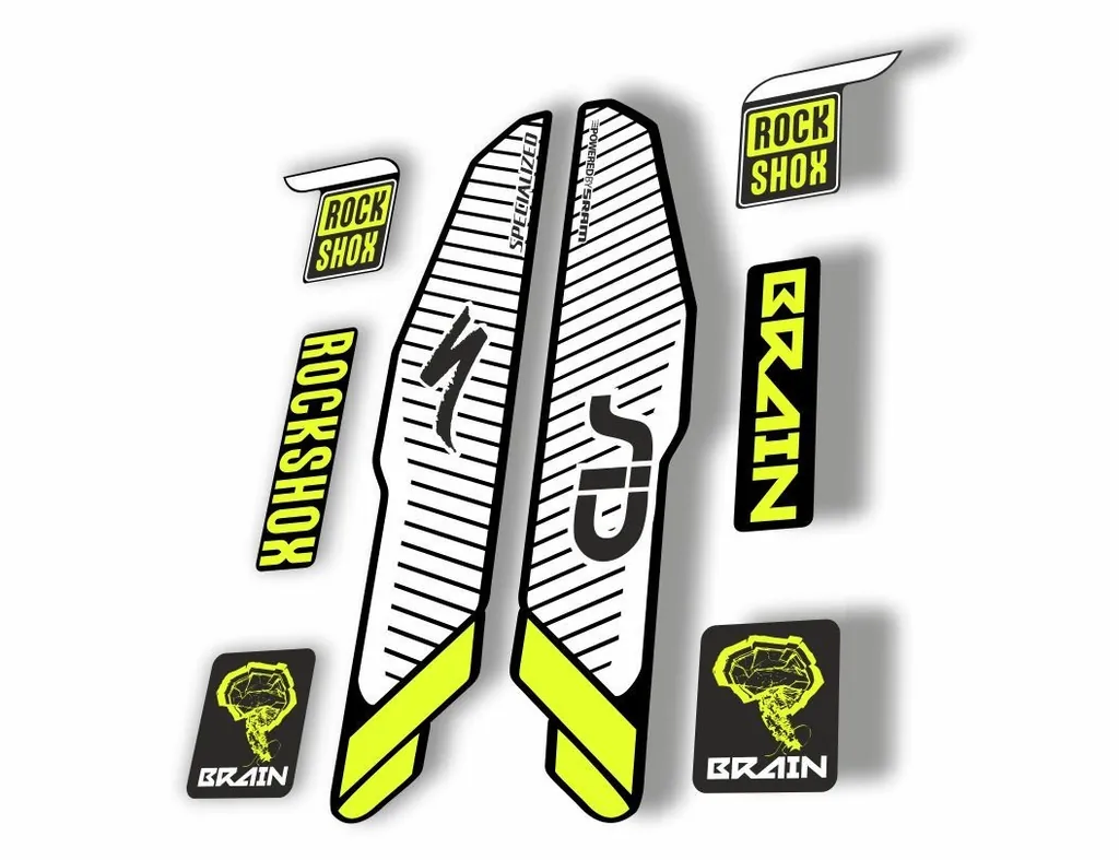 Rock Shox SID Brain 2015 Mountain Bike Cycling Decal Sticker Adhesive Lime White - 1