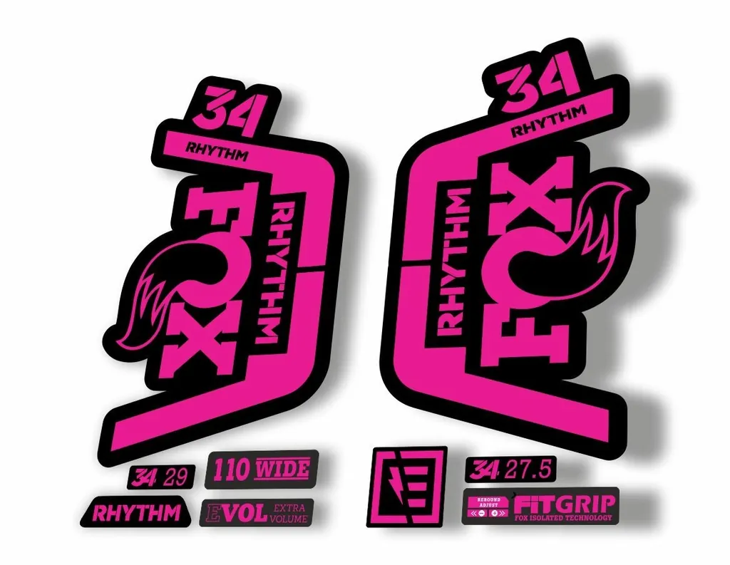 FOX 34 Rhythm 2019 Forks Suspension Factory Decal Sticker Adhesive Pink - 1