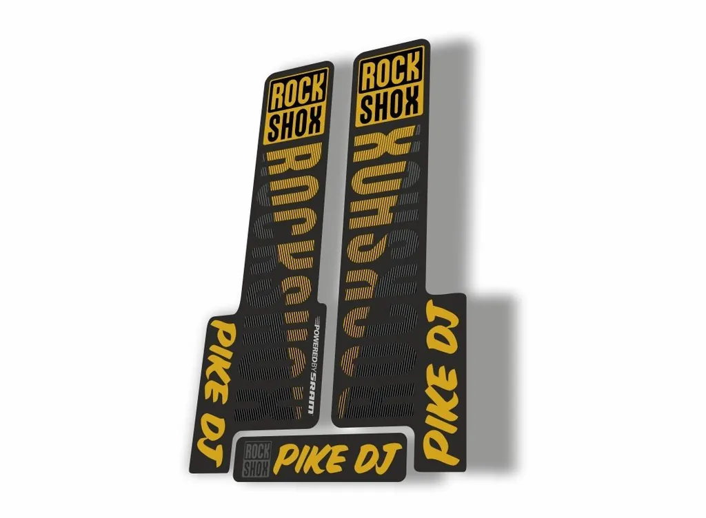 Rock Shox PIKE DJ 2018 Fork Decal Mountain Bike Cycling Sticker Gold Gray - 1
