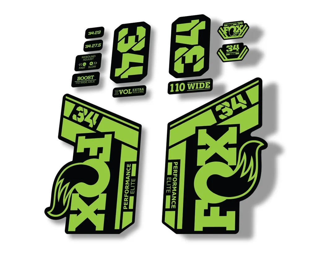 FOX 34 Performance Elite 2021 Factory Fork Decals Suspension Sticker Green - 1