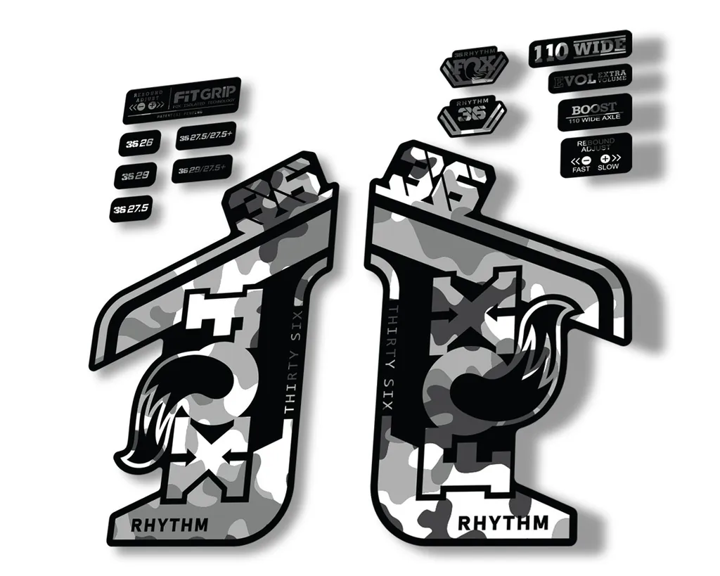 FOX 36 RHYTHM 2021 Forks Suspension Factory Decal Sticker Adhesive White Camo - 1