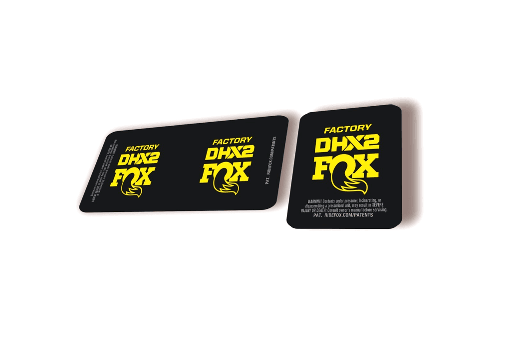 FOX DHX2 Factory 2026 Rear Shock Decal Sticker Kit Adhesive Yellow - 1