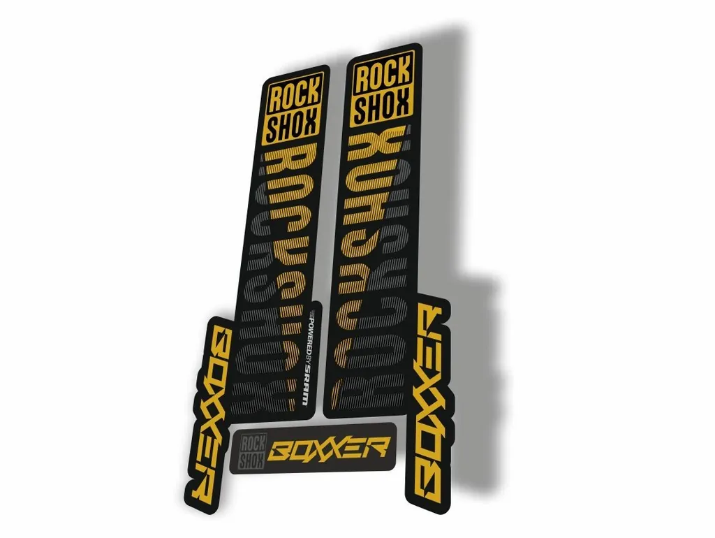 Rock Shox BOXXER 2019 Mountain Bike Cycling Decal Kit Sticker Adhesive Gold Gray - 1