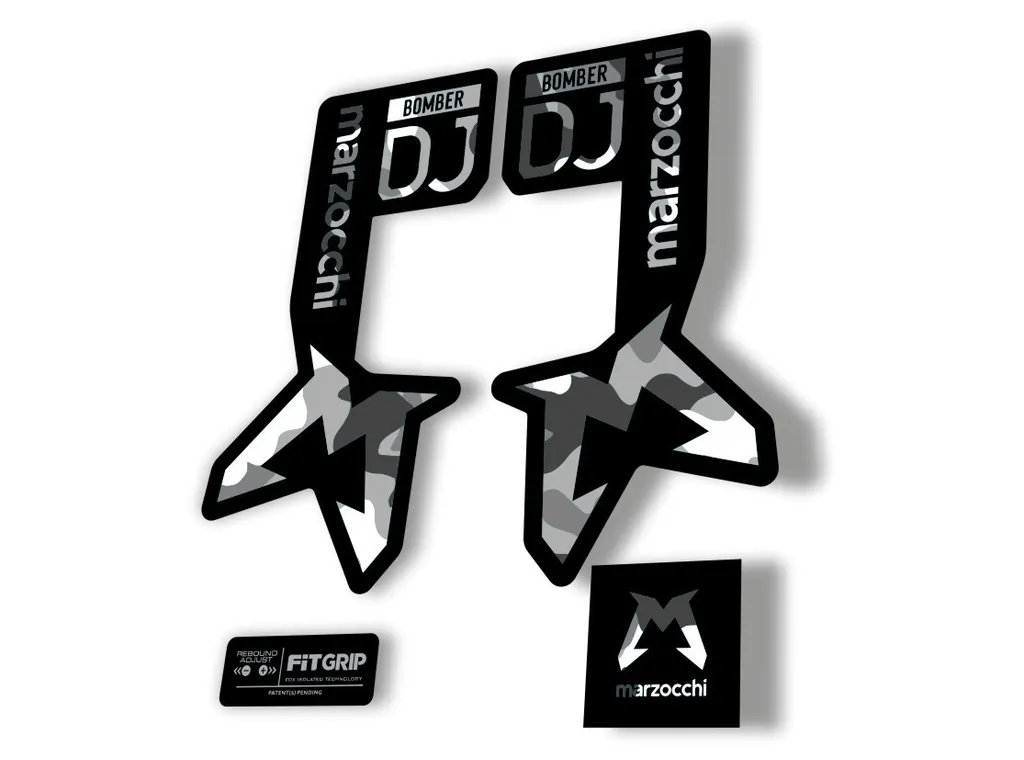 Marzocchi Bomber DJ 2025 Fork Suspension Sticker Decal Kit Adhesive White Camo - 1