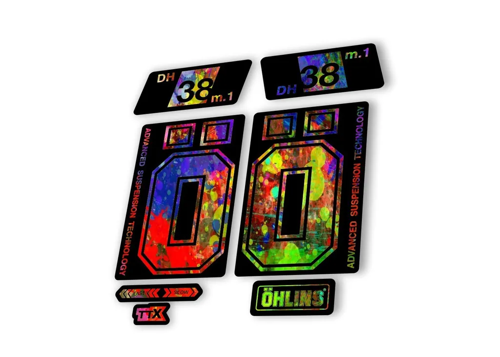 Ohlins DH38 M.1 2022 Fork Decal Mountain Bike Cycling Sticker Adhesive Oil Slick - 1
