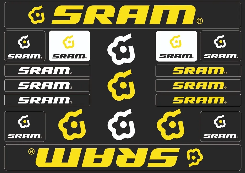 Bicycle Vinyl Stickers – Compatible with SRAM Bikes – Yellow - 1