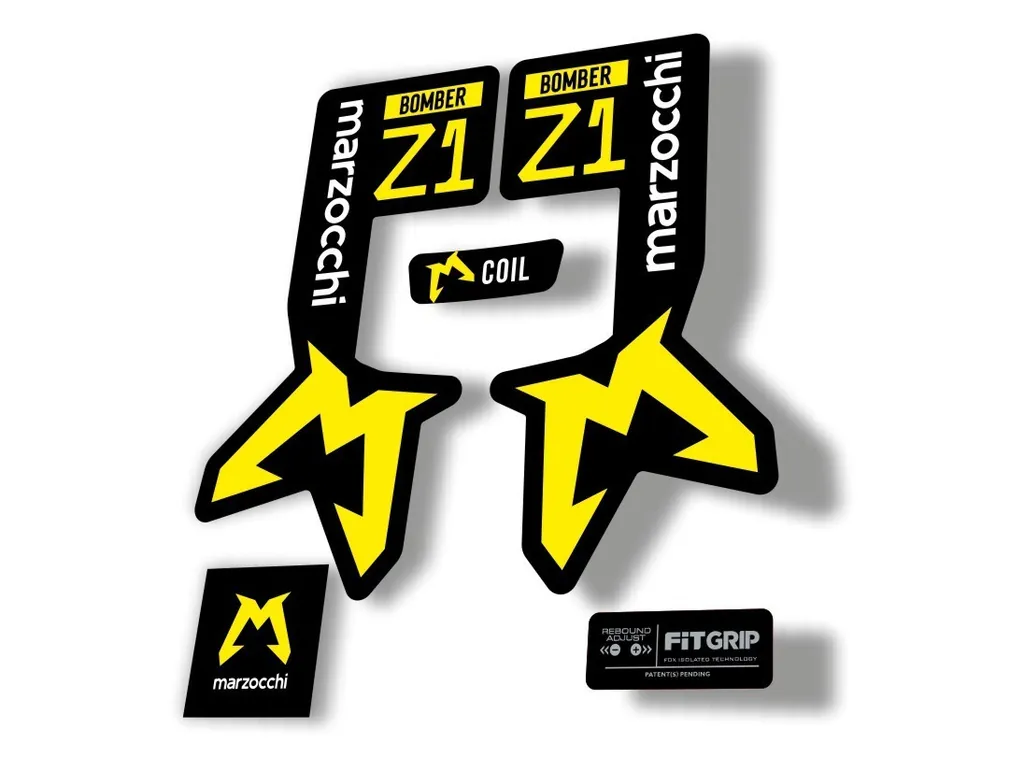 Marzocchi Bomber Z1 2025 2025 Fork Suspension Sticker Decal Kit Adhesive Yellow - 1