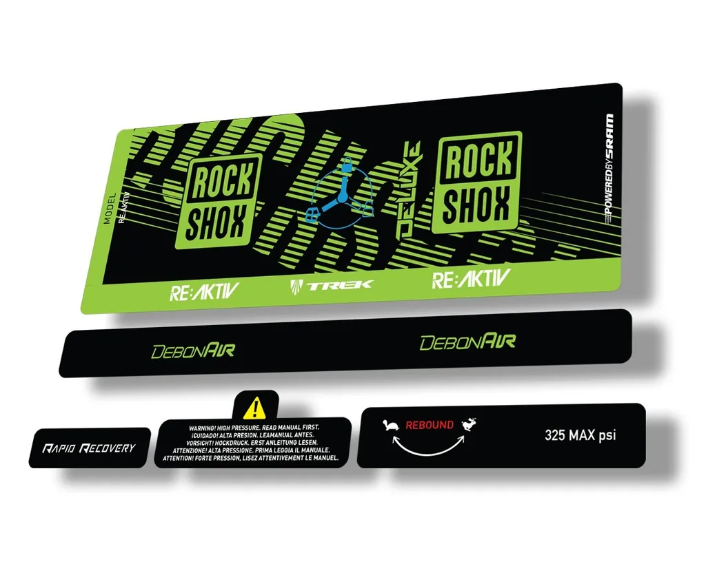 Rock Shox Deluxe RT3 RE AKTIV 2020 Rear Shock Decal Sticker Set Green - 1