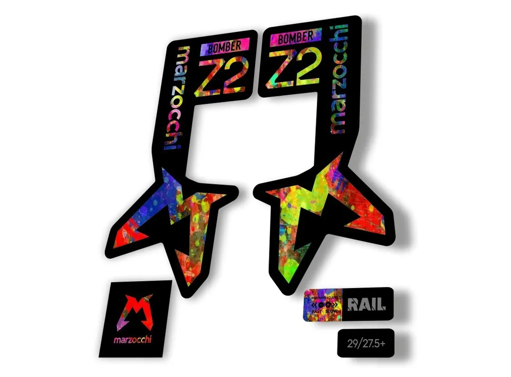 Marzocchi Bomber Z2 2025 Fork Suspension Sticker Decal Kit Adhesive Oil Slick - 1