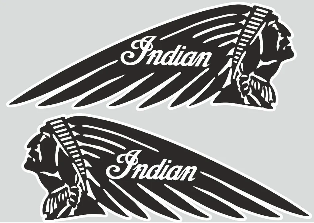 INDIAN WAR BONNET MOTORCYLES Vinyl Decal Adhesive Sticker 11"x4" Black 2 Pcs - 1