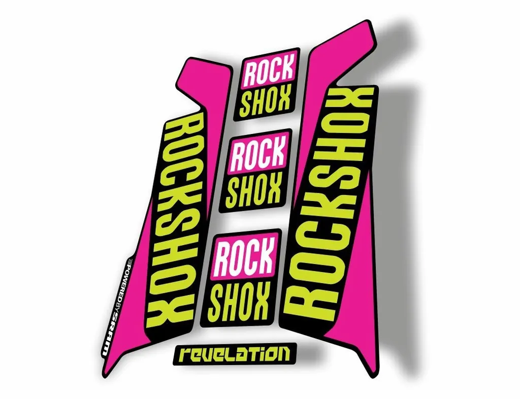 Rock Shox REVELATION 2016 Mountain Bike Cycling Decal Kit Sticker L Green Pink - 1