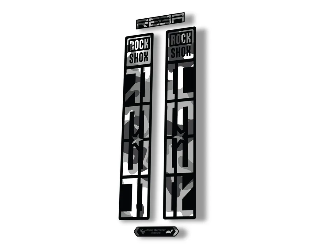 Rock Shox REBA 2021 Fork Decal Mountain Bike Sticker Adhesive Set White Camo - 1