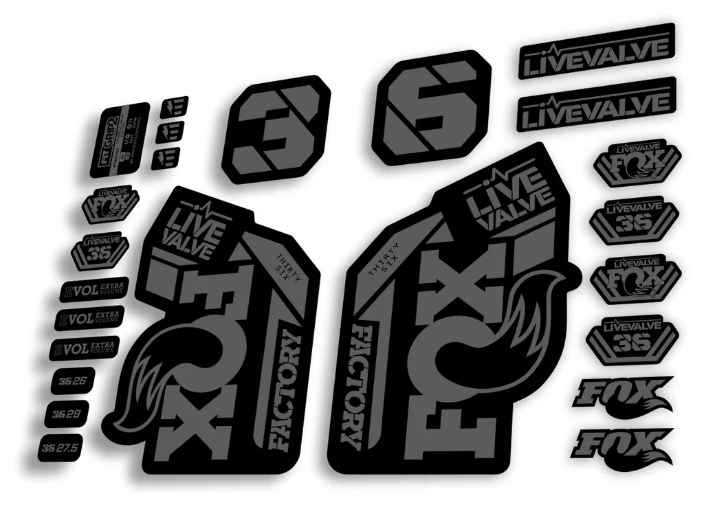 FOX 36 2022 Live Valve Forks Suspension Decal Sticker MTB Set Gray 24Pcs - 1