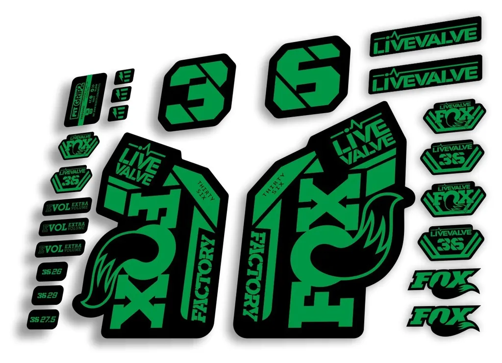 FOX 36 2022 Live Valve Forks Suspension Decal Sticker MTB Set Green 24Pcs - 1