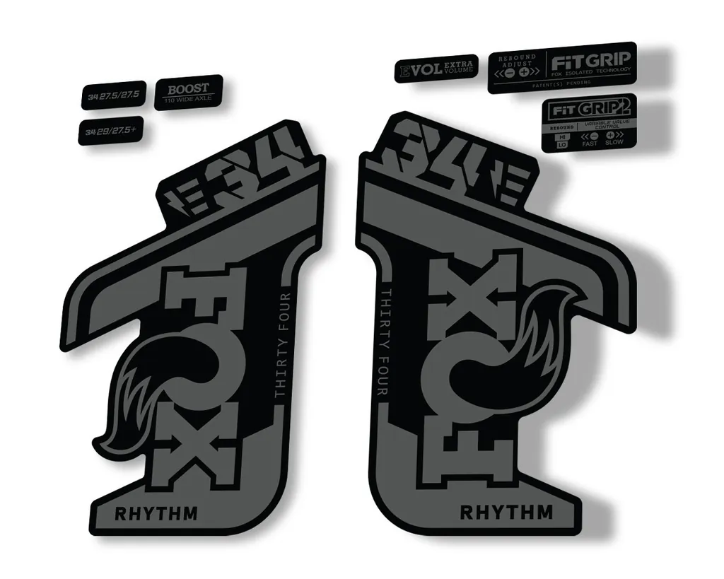 FOX 34 Rhythm E Bike 2021 Fork Decals Suspension Sticker Adhesive Gray - 1