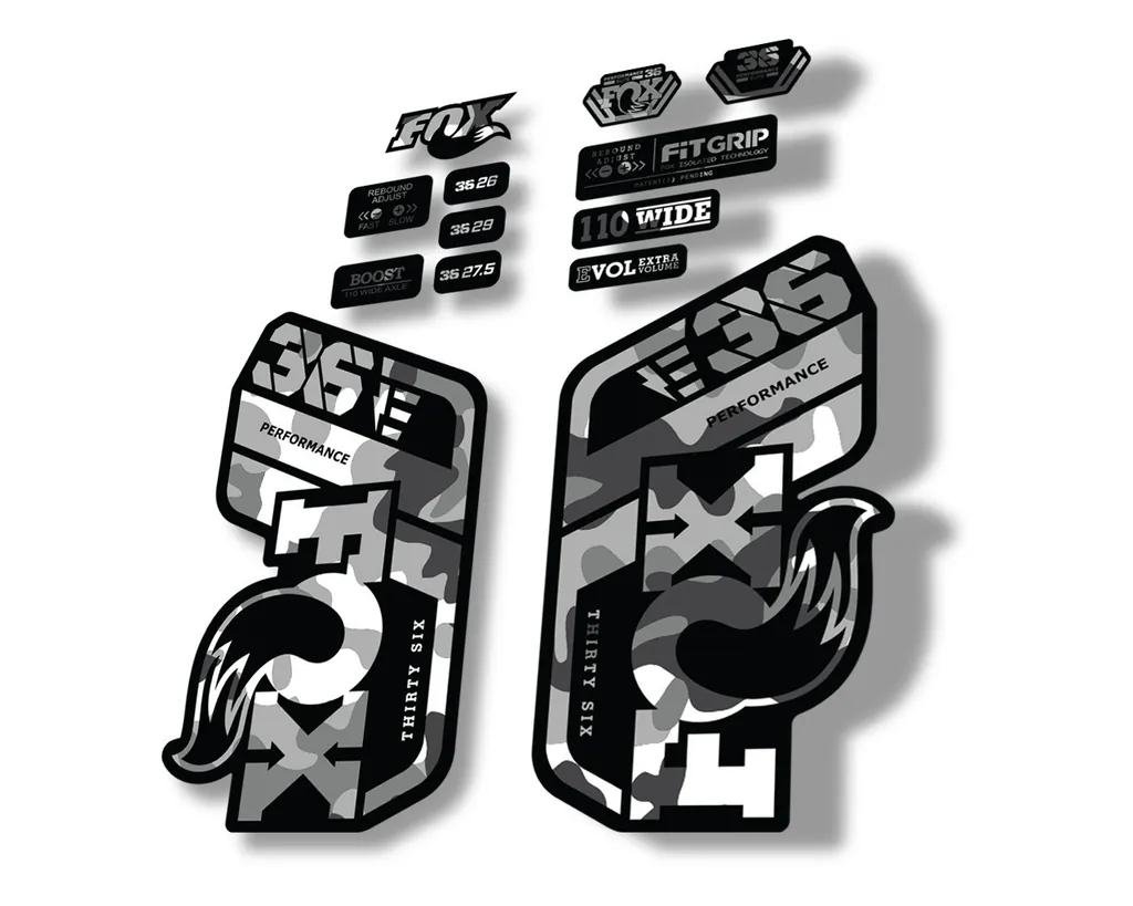 FOX 36 Performance E Bike 2021 Forks Suspension Factory Decal Sticker White Camo - 1