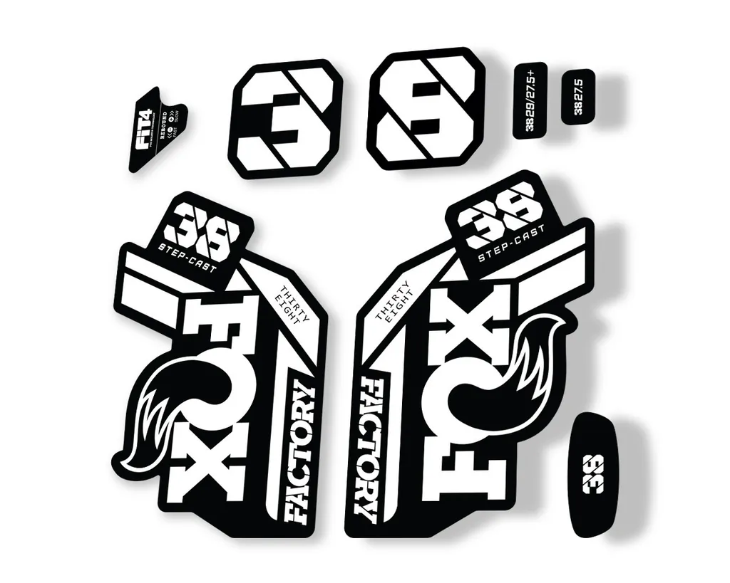 FOX 38 Step Cast SC 2021 Factory Fork Decals Suspension Sticker Adhesive White - 1