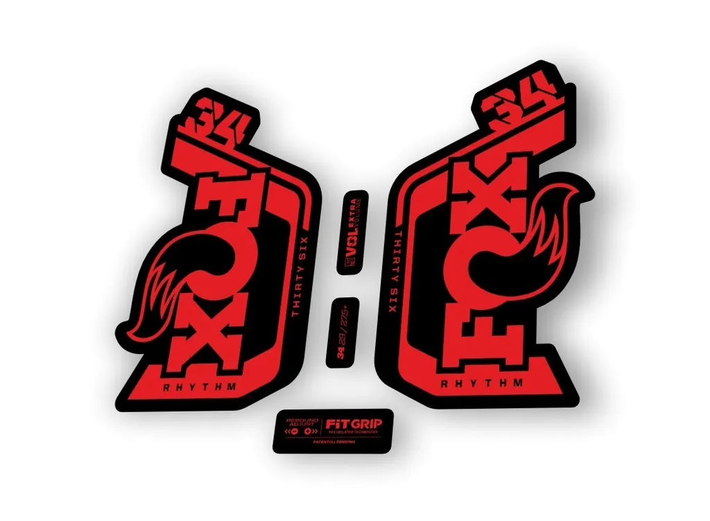 Fox 34 Rhythm 2024 Fork Suspension Factory Decal Sticker Adhesive Red - 1