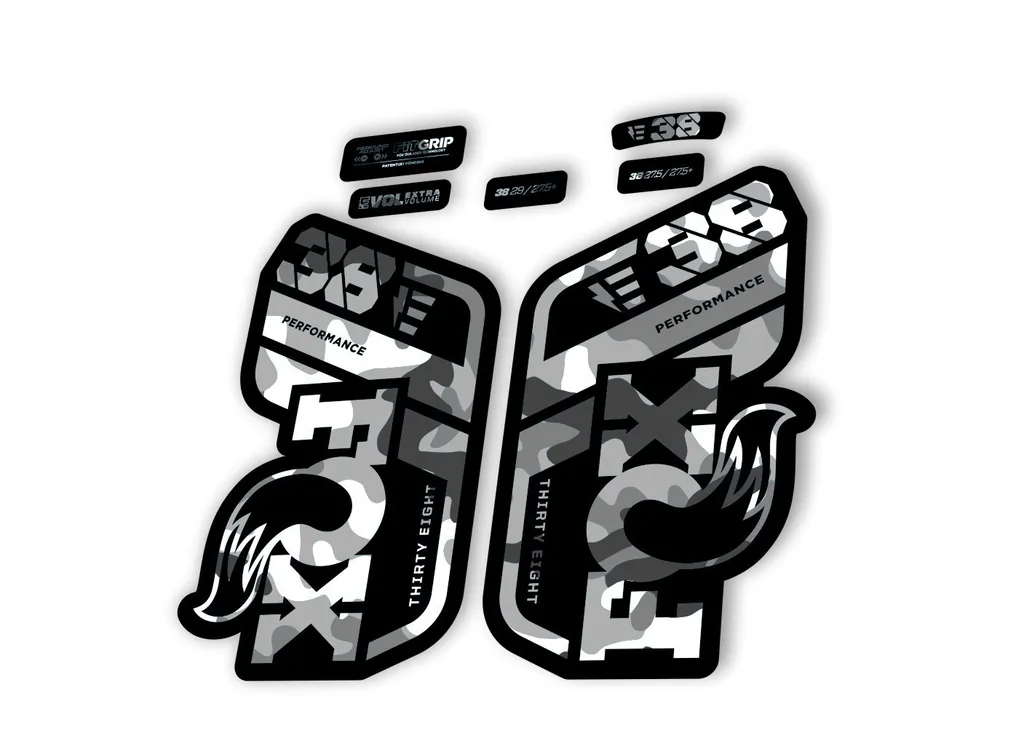 FOX 38 Performance E Bike 2021 Forks Suspension Factory Decal Sticker White Camo - 1