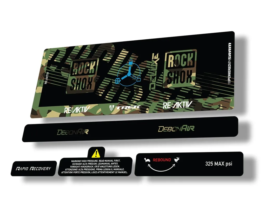 Rock Shox Deluxe RT3 RE AKTIV 2020 Rear Shock Decal Sticker Set Camo - 1