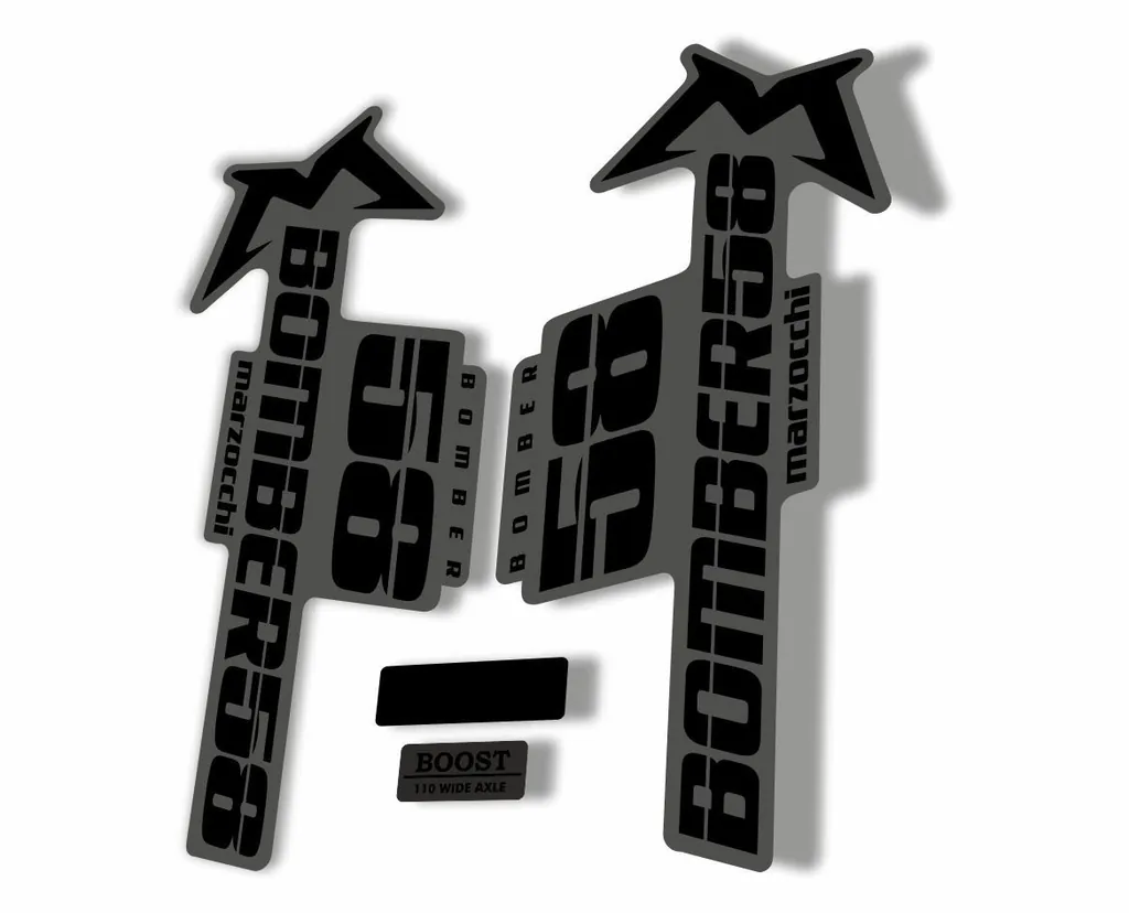 Marzocchi Bomber 58 2018 Fork Suspension Sticker Decal Kit Adhesive Gray - 1