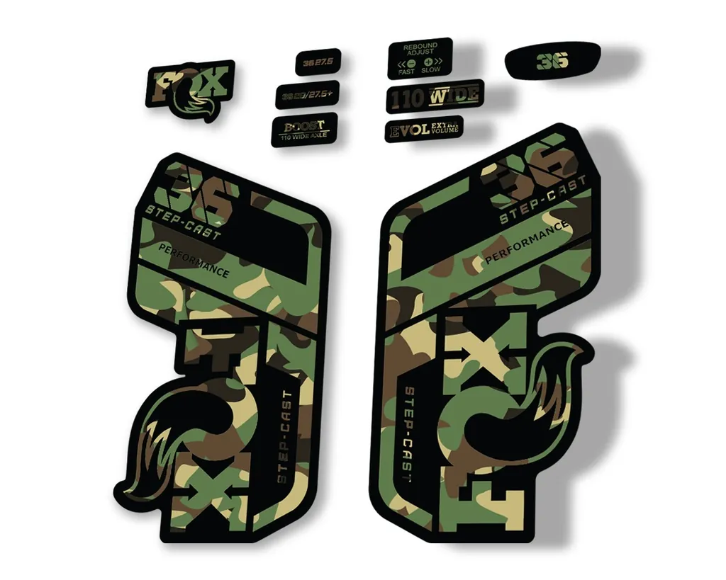 FOX 36 Step Cast SC 2021 Performance Fork Decals Suspension Sticker Camo - 1
