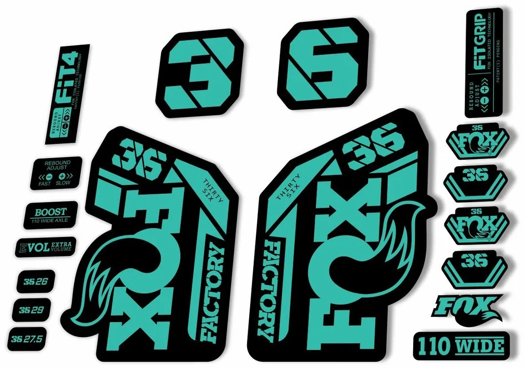 FOX 36 Fork Decal Sticker Set 2021 Factory MTB Suspension Graphics – Dolphin - 1