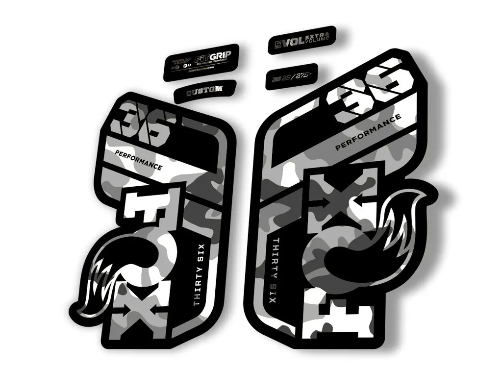 FOX 36 Performance 2021 Factory Fork Decals Suspension Sticker White Camo - 1