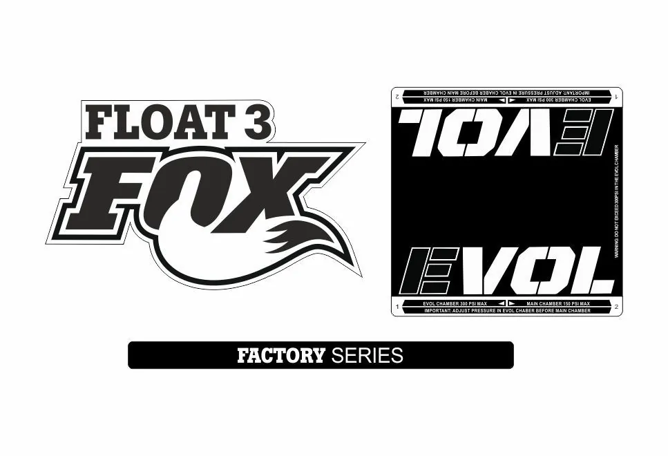 FOX Float 3 EVOL Snow Mobile Rear Shock Sticker Factory Decal Kit Adhesive White - 1