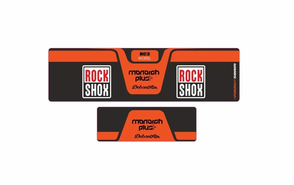 Rock Shox MONARCH Plus RC3 Debon Air Rear Shock Decal Sticker Adhesive Orange - 1