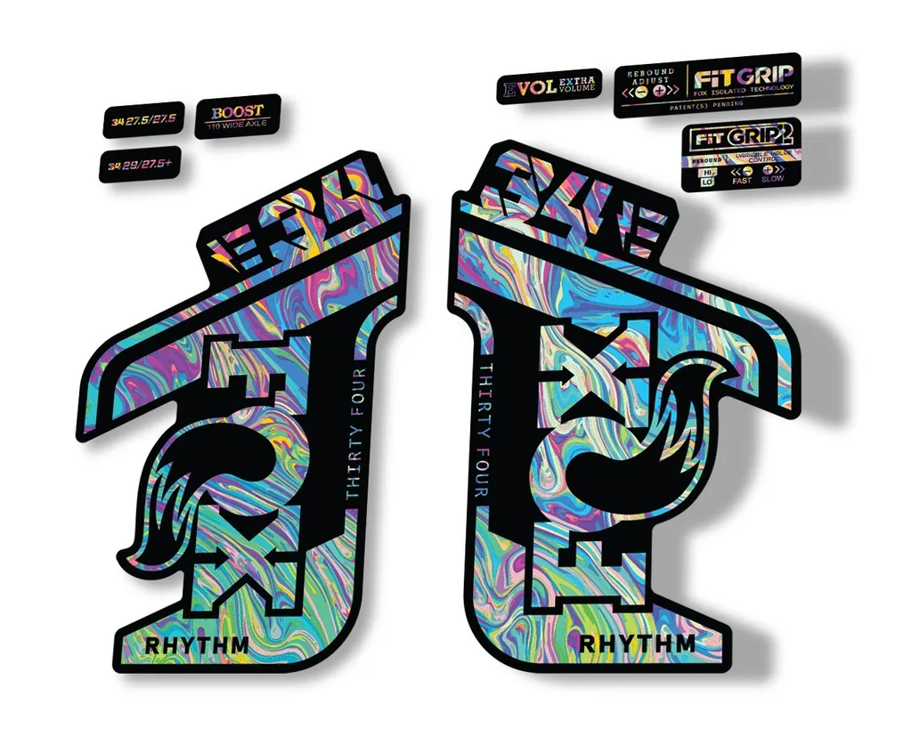 FOX 34 Rhythm E Bike 2021 Fork Decals Suspension Sticker Adhesive Oil Slick 1 - 1