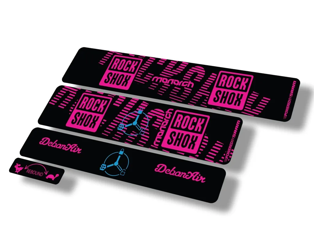 Rock Shox MONARCH 2020 RT3 Rear Shock Decal Sticker Adhesive Set Pink - 1