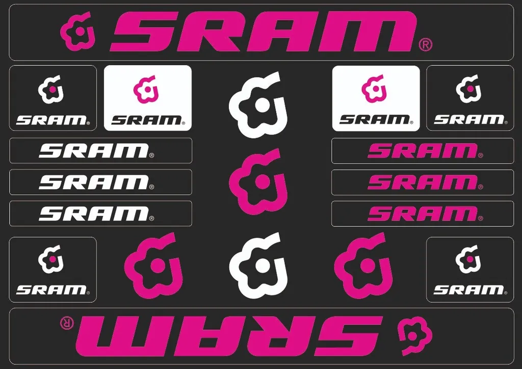 Bicycle Vinyl Stickers – Compatible with SRAM Bikes – Pink - 1