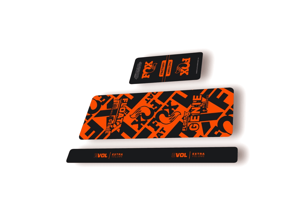 FOX Float X GENIE 2025 Rear Shock Decal Sticker Kit Adhesive Orange - 1