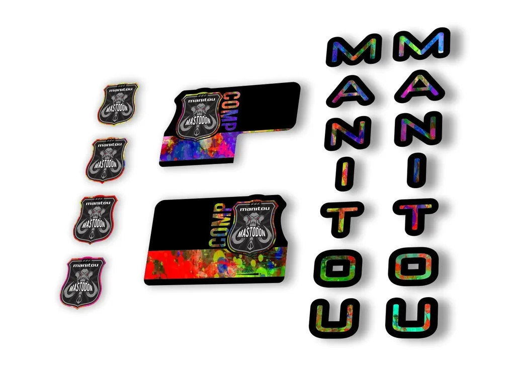 Manitou Mastadon Comp 2020 Fork Suspension Decal Kit Sticker Set Oil Slick - 1