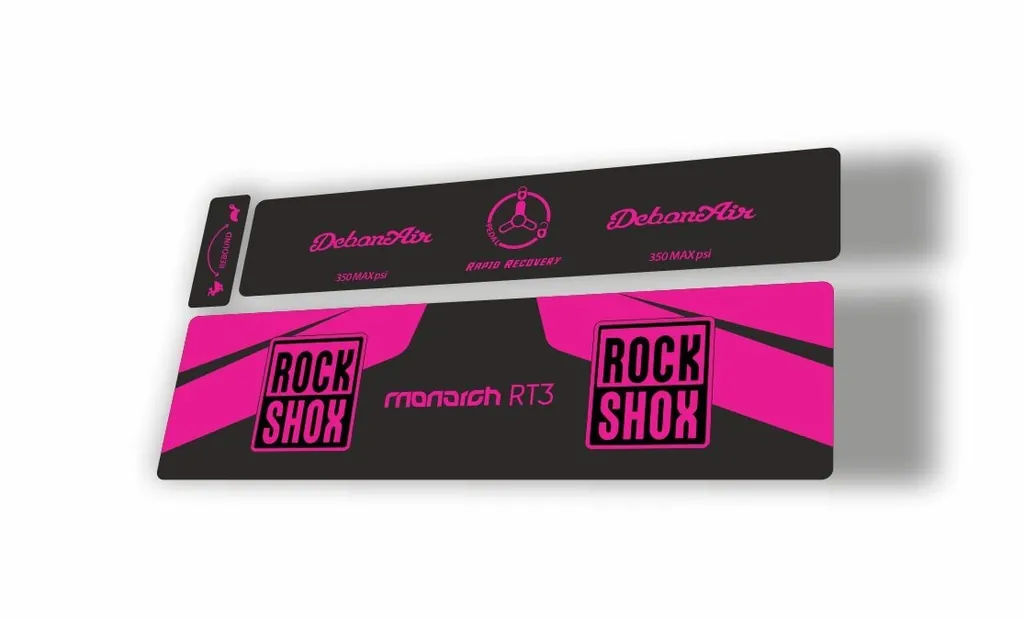 Rock Shox 2016 MONARCH RT3 Rear Shock MTB Decal Sticker Adhesive Pink - 1