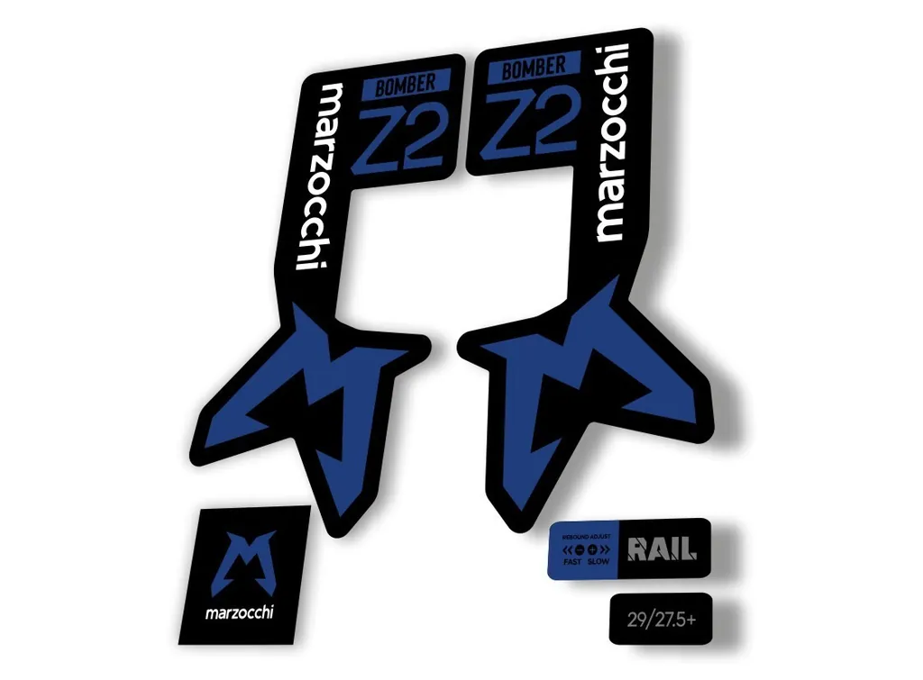Marzocchi Bomber Z2 2025 Fork Suspension Sticker Decal Kit Adhesive Dark Blue - 1