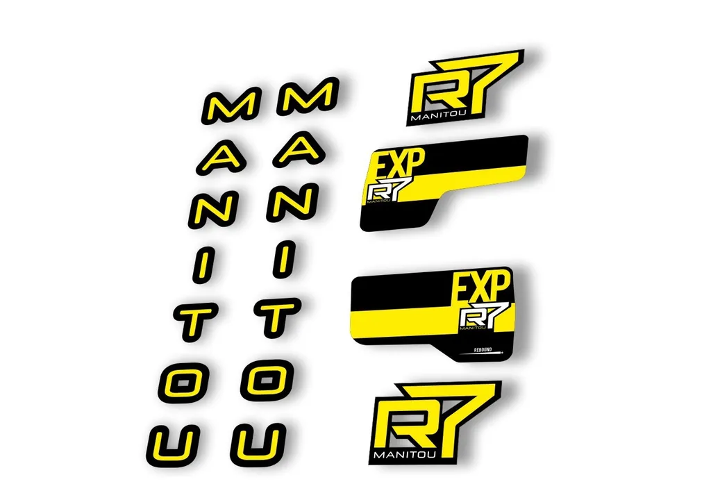 Manitou R7 Expert 2020 Fork Suspension Decal Kit Sticker Set Yellow - 1