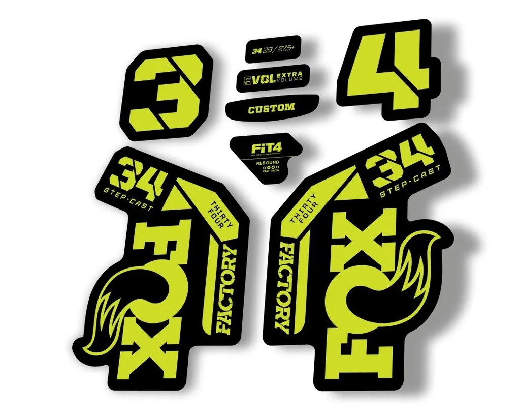 FOX 34 Step Cast SC 2021 Factory Fork Decals Suspension Sticker Adhesiv L. Green - 1