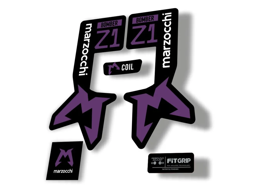 Marzocchi Bomber Z1 2025 2025 Fork Suspension Sticker Decal Kit Adhesive Purple - 1