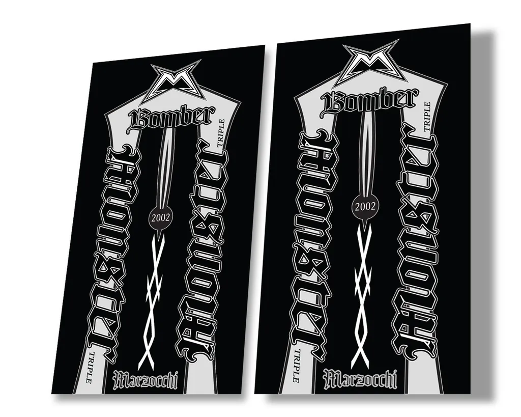 Marzocchi Bomber Monster 2002 Suspension Decal Kit Sticker Adhesive Black - 1