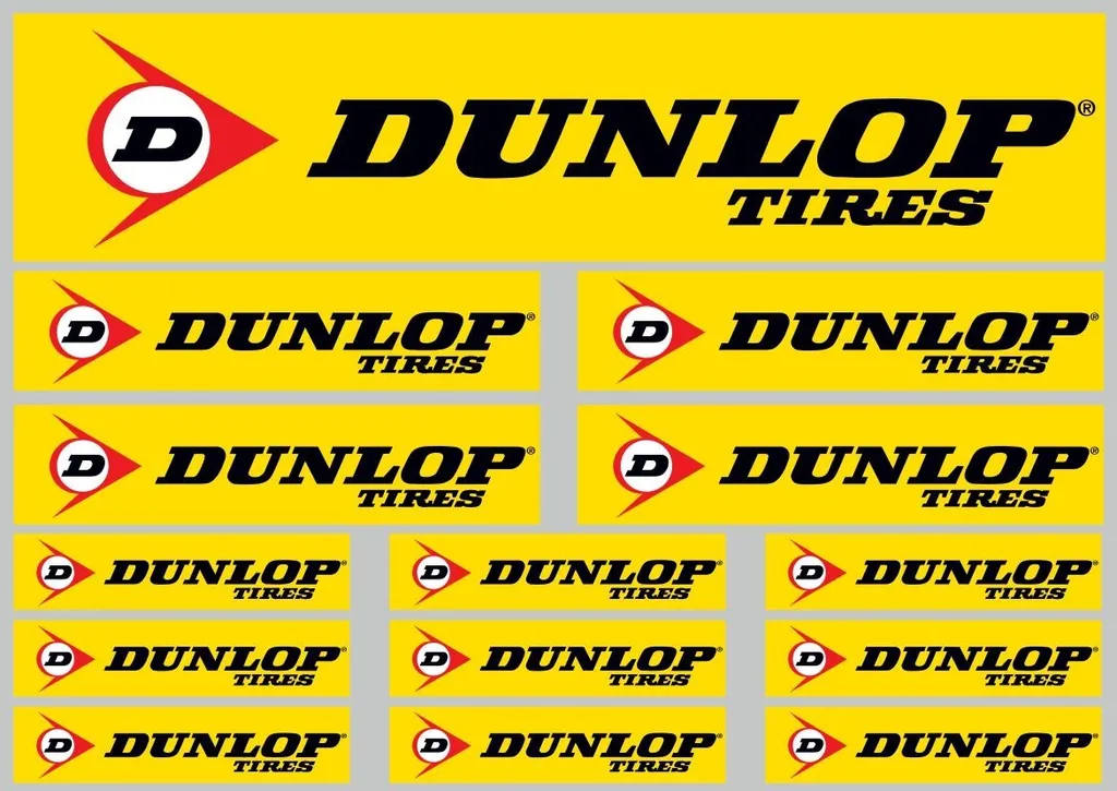 DUNLOP TYRES Decal Set Quality Stickers Vinyl Graphic Logo Adhesive Kit 14 Pcs - 1