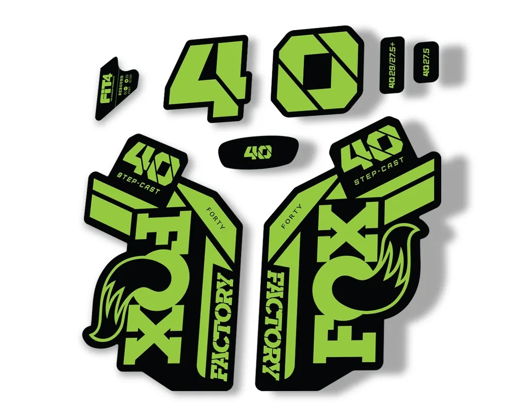 FOX 40 Step Cast SC 2021 Factory Fork Decals Suspension Sticker Adhesive Green - 1