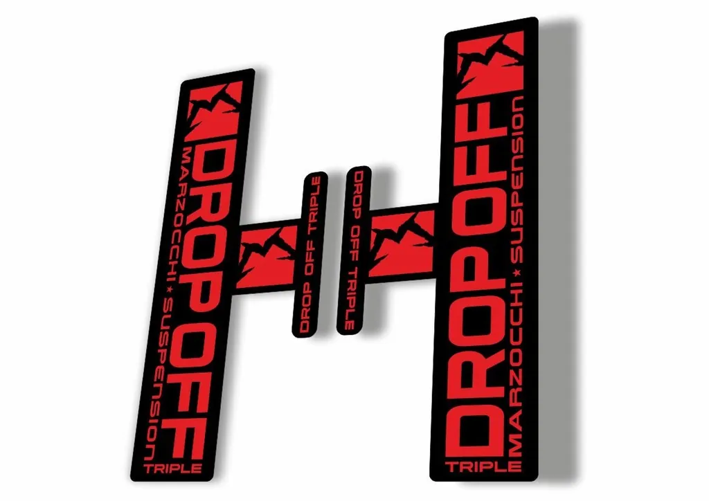 Marzocchi Drop Off Triple 2005 Fork Suspension Sticker Decal Kit Adhesive Red - 1