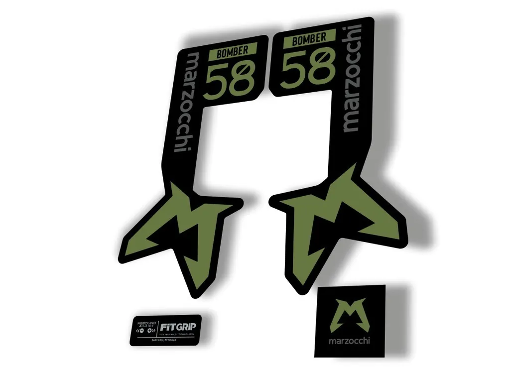 Marzocchi Bomber 58 2025 Suspension Sticker Decal Kit Adhesive Olive - 1
